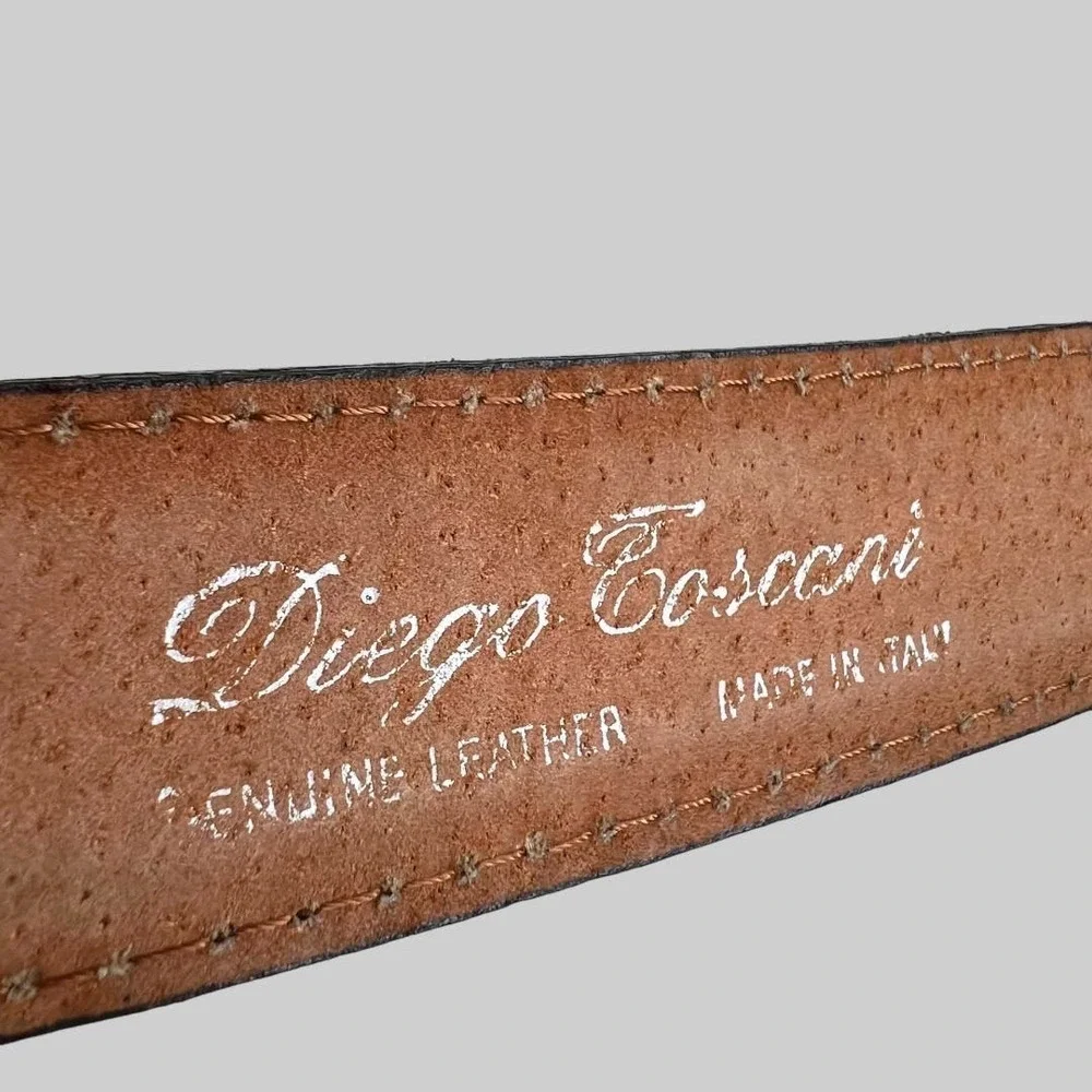 DIEGO TOSCANI Leather Belt in Dark Brown Men's Size 38 Waist